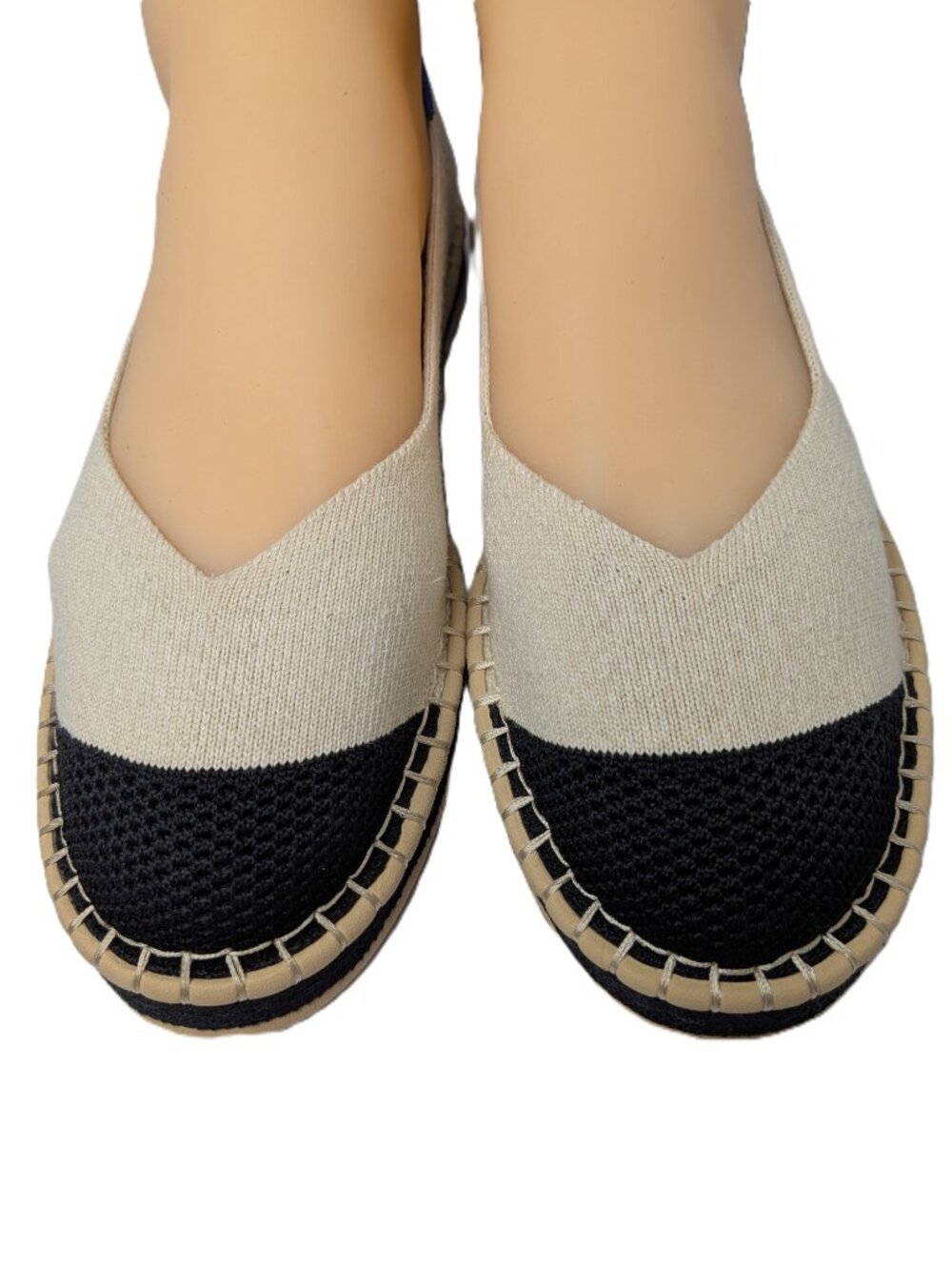 NWOT Rothy's Cream Black Espadrille Flats Ankle Wrap Laces 9.5 Sustainable - Picture 6 of 11